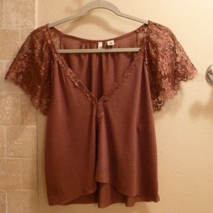 Cranberry Moth Blouse with Lacy sleeves